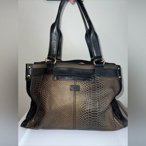 Vintage Fossil Legacy Snake Embossed Leather Handbag